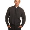 Clerical Shirt: Men 1' Slip-in Collar L/S Black - Reliant Shirts